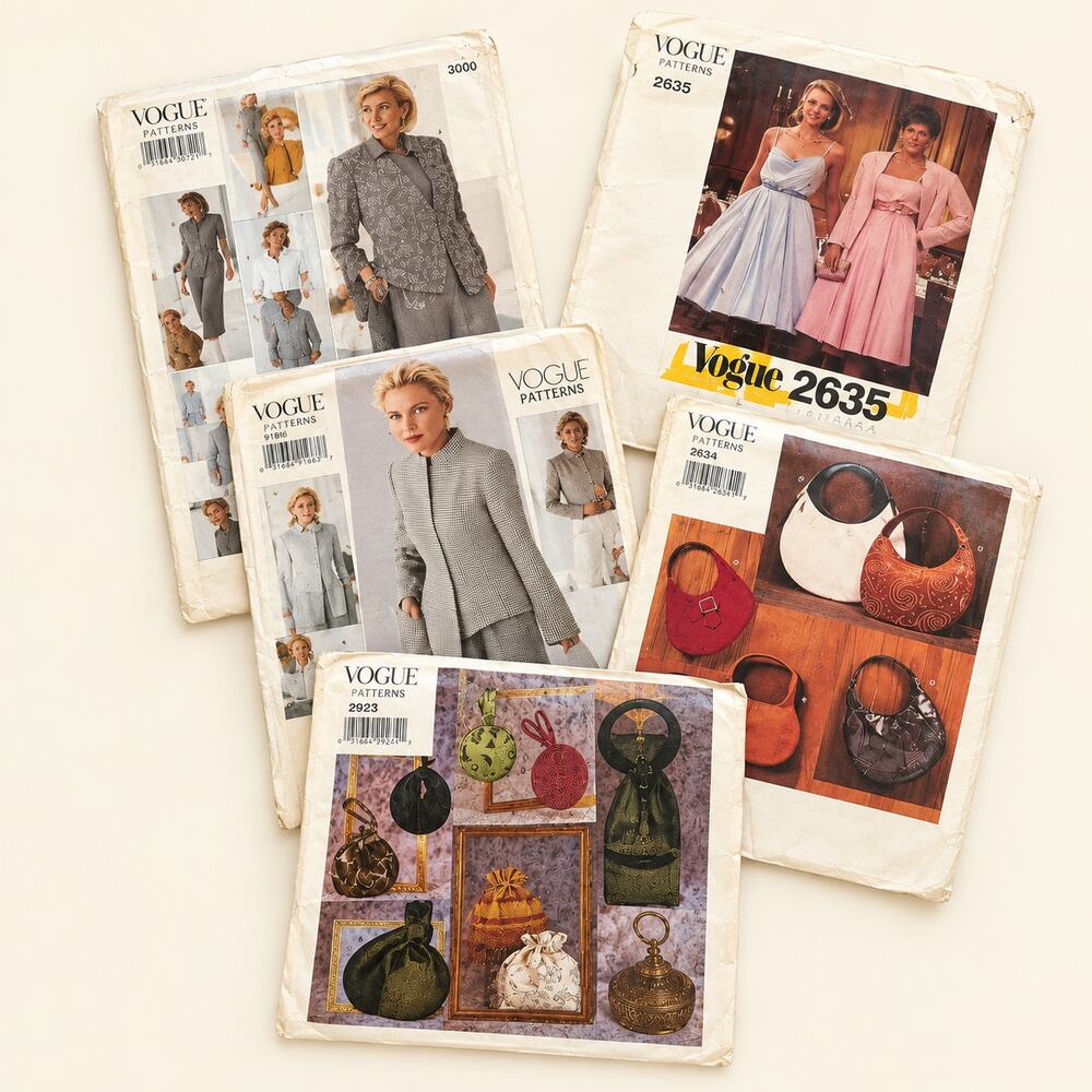 Vogue Pattern Bundle Dress Jacket Suit Handbag Pants Blouse Top Lot of 5